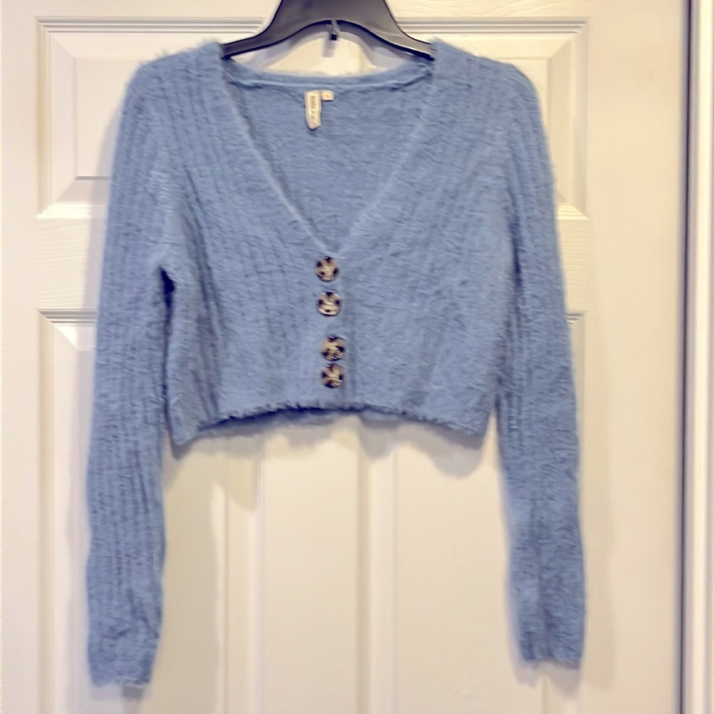 Blue crop top sweater